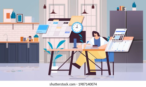 businesswoman at workplace planning day scheduling appointment time management concept
