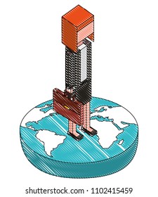 businesswoman in the world isometric avatar character