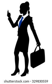 businesswoman writing message on mobile phone