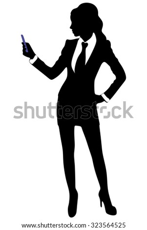 businesswoman writing message on mobile phone