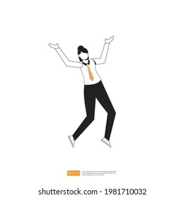 businesswoman or young lady worker character pose with hand gesture in flat style isolated vector illustration