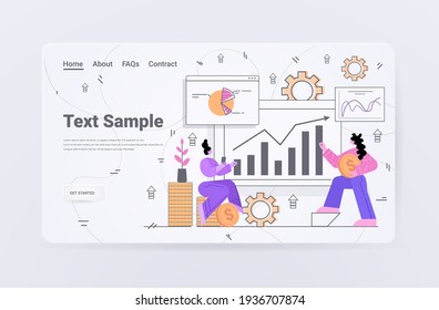 businesswomen analyzing charts and graphs data analysis process digital marketing planning company strategy