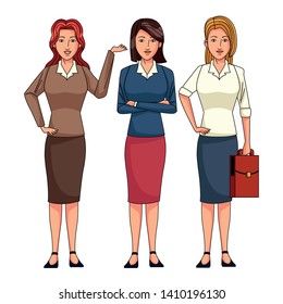 businesswomen avatar cartoon character wearing sueter and skirt vector illustration graphic design