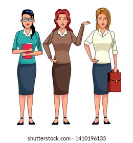 businesswomen avatar cartoon character wearing sueter and skirt vector illustration graphic design