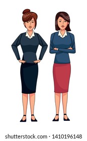 businesswomen avatar cartoon character wearing sueter and skirt vector illustration graphic design