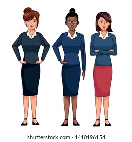 businesswomen avatar cartoon character wearing sueter and skirt vector illustration graphic design