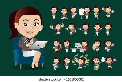 Businesswomen with different poses. vector