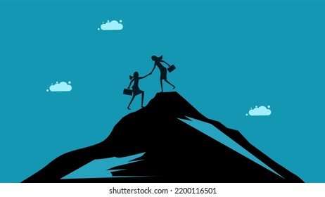 Businesswomen helping others out of crises. business concept vector