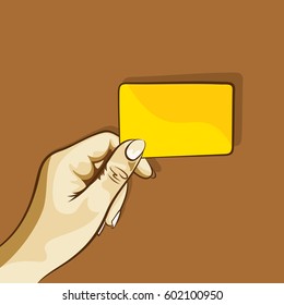 businesswomen hold blank business card, write your message concept design