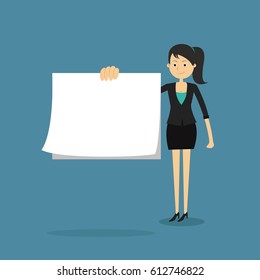 Businesswomen Hold Blank Paper Vector Illustration Stock Vector ...