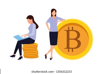 businesswomen holding cryptocurrency