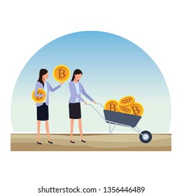 businesswomen holding cryptocurrency