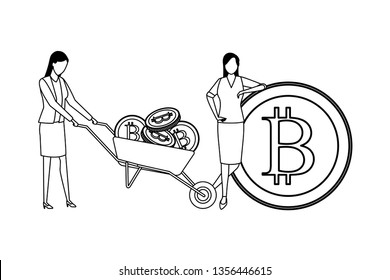 businesswomen holding cryptocurrency black and white