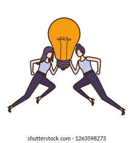 Businesswomen with lightbulb avatar character