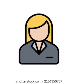 businesswomen line color filled icon isolated on white background. office worker occupation color vector icon set for web design, ui, mobile apps, print polygraphy and promo business