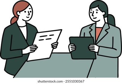 Businesswomen Meeting Interview, Resume Review, Professional Discussion, Collaboration, Office