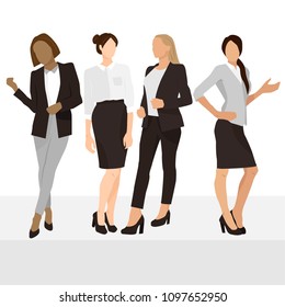 Businesswomen in office suits on white background