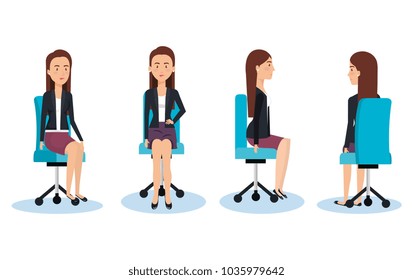 businesswomen posing on office chair
