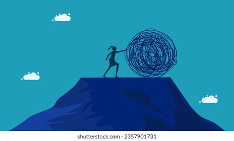 Businesswomen push chaos. vector illustration