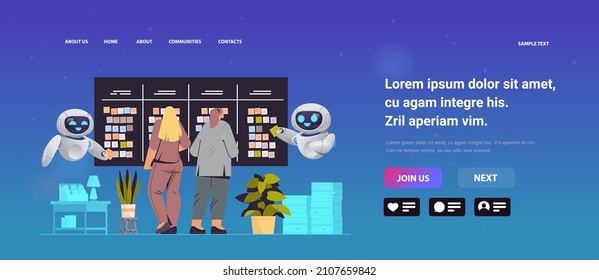businesswomen with robots helpers planning day scheduling appointment time management artificial intelligence