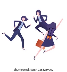 businesswomen with rocket avatar character