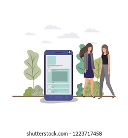 businesswomen with smartphone avatar character