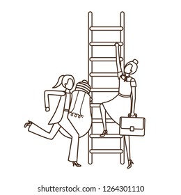 businesswomen with stair and light bulb avatar character