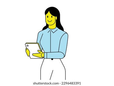 businesswomen standing, business concept vector illustration.