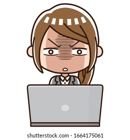 パソコン 悩む 日本人 のイラスト素材 画像 ベクター画像 Shutterstock