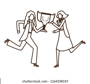 businesswomen with trophy avatar character