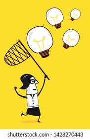 Businesswomen trying to catch idea