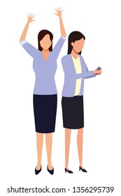Businesswomen using smartphone cartoon
