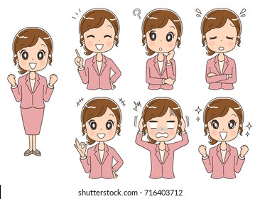 Businesswomen with various expressions