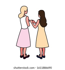 businesswomen with various views, poses and gestures vector illustration design