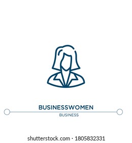 businesswomen vector line icon. Simple element illustration. businesswomen outline icon from business concept. Can be used for web and mobile
