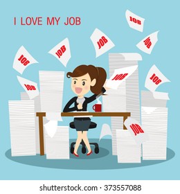 Businesswomen very happy do work ,"I love my job"