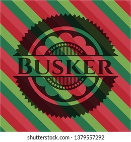 Busker Christmas Style Emblem.