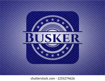 Busker emblem with jean high quality background