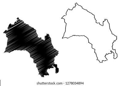 Buskerud (Administrative divisions of Norway, Kingdom of Norway) map vector illustration, scribble sketch Buskerud fylke map