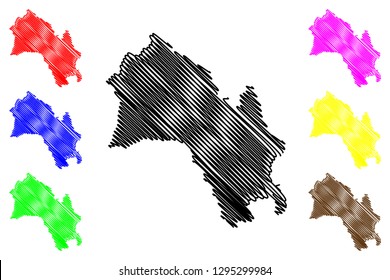 Buskerud (Administrative divisions of Norway, Kingdom of Norway) map vector illustration, scribble sketch Buskerud fylke map