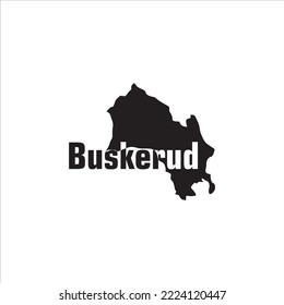 Buskerud map and black lettering design on white background