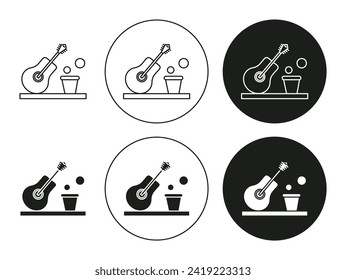 Busking flat line icon set. Busking Thin line illustration vector