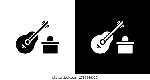Busking icon flat design concept in black