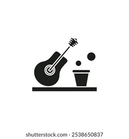 Busking icon flat line symbol set.