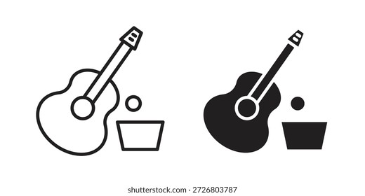 Icono de Busking icono plano simple. Versión Liner - Vector de stock.