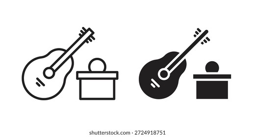 Busking Ikone flach und Strich Sammlung für ui ux Arbeit.