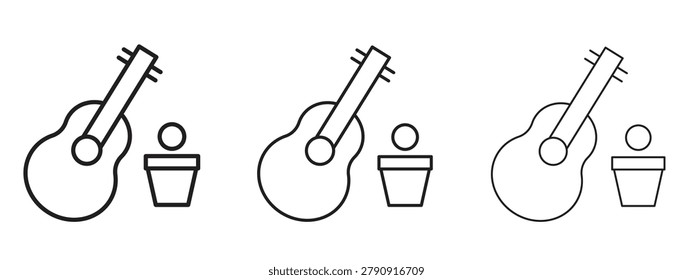 Busking icon in linear versions. Editable line