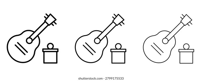 Busking icon in linear versions. Editable line