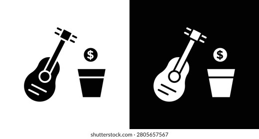 Busking icon vector drawings set.