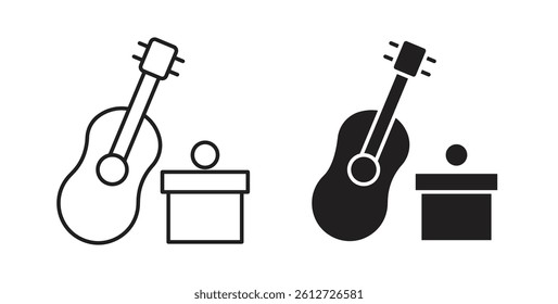Busking icons in black fill and line style